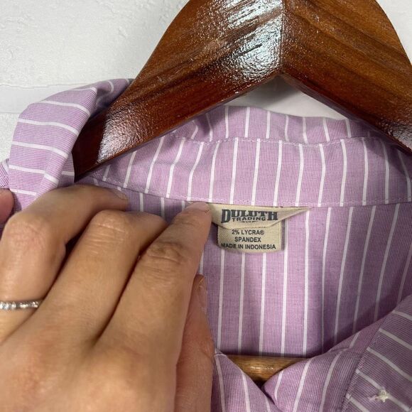 Duluth Trading Co Women’s Shirt size L Button Down Long sleeve Lavendar - Picture 2 of 14